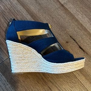 Michael Kors Navy Blue Wedges Size 8